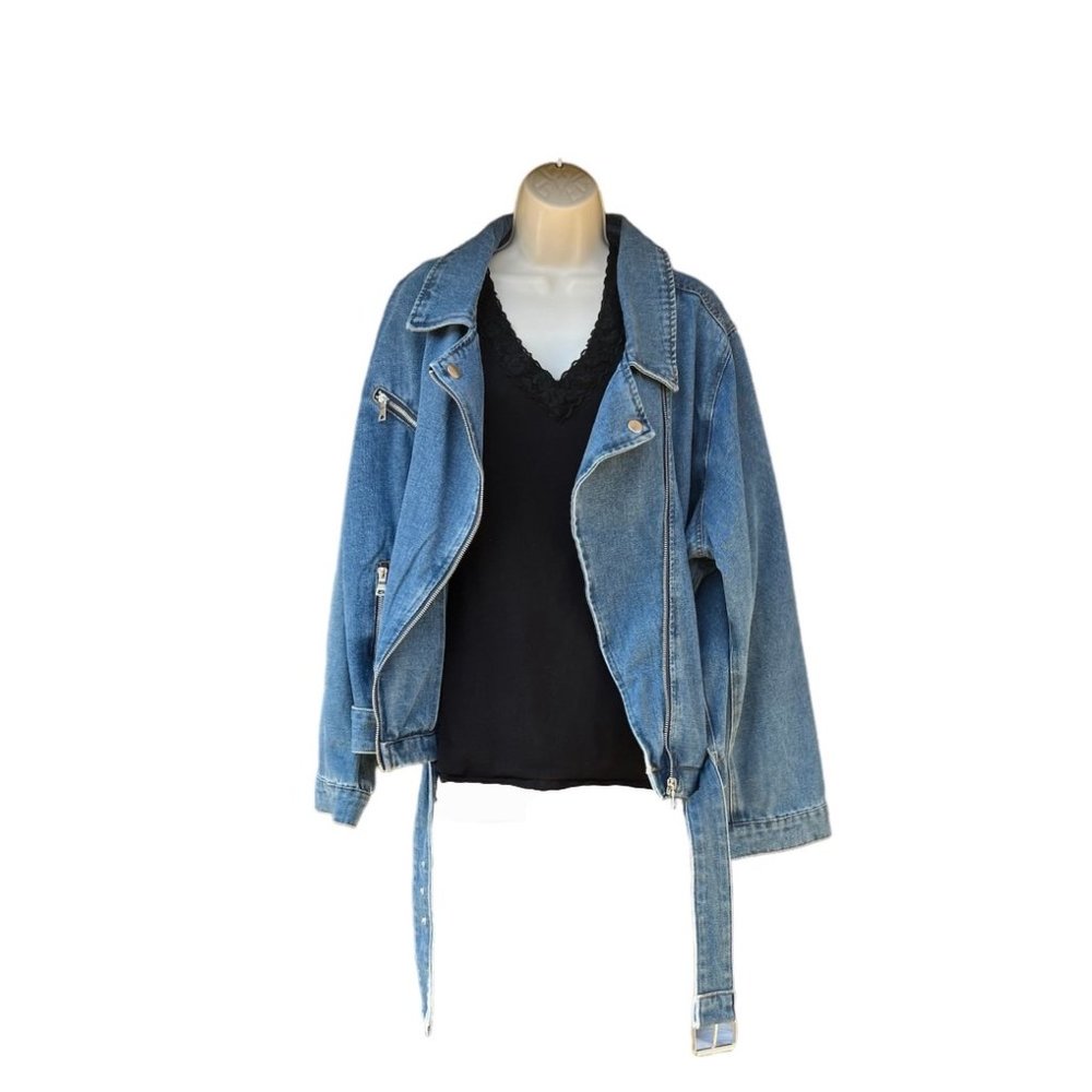 NWT | Ashley Stewart | Denim Slant Zipper Jean Jacket in Plus Size 22/24